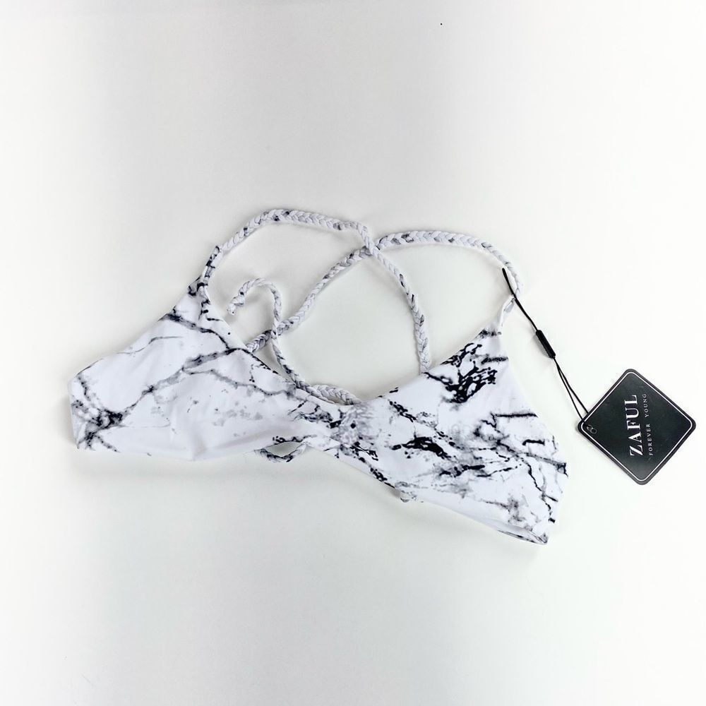 Zaful marbled bikini top with braided straps 4